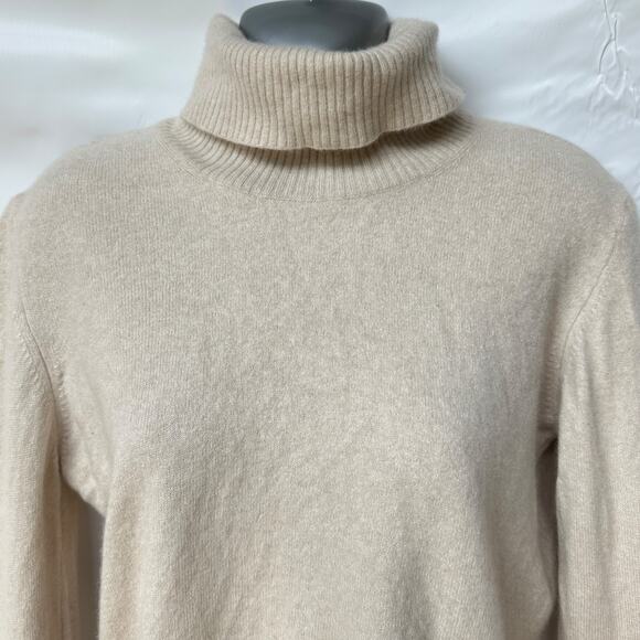 Vintage Escada Sweater Turtleneck Beige Wool Cashmere Pullover Women's 42 Medium - Picture 3 of 9